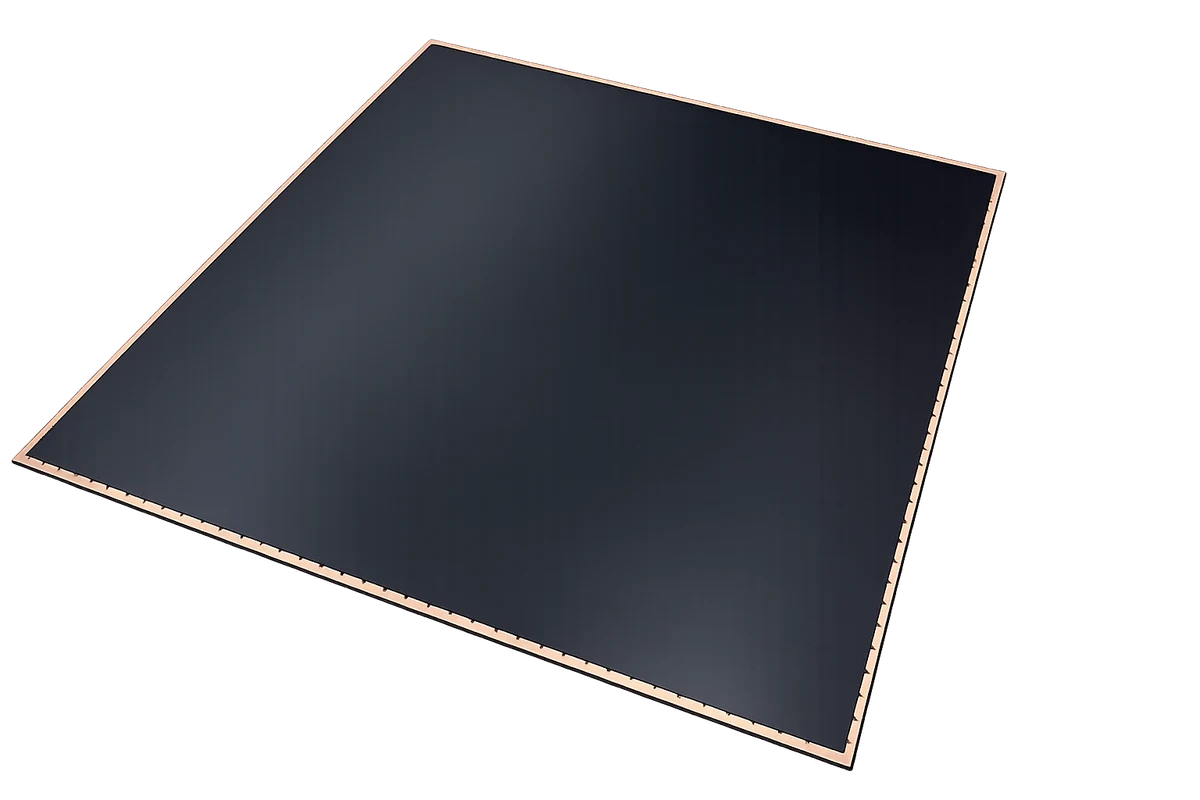 Dark panel workpiece shown with ZEUS 700 in PYXIS product material